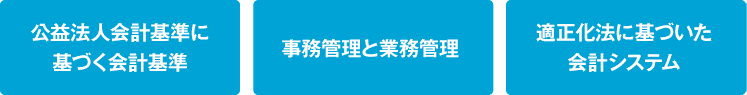 公益法人会計基準に基づく会計基準　事務管理と業務管理　適正化法に基づいた会計システム